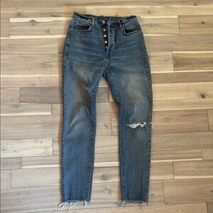 Free People Blue Skinny Jeans Distressed High-Waisted